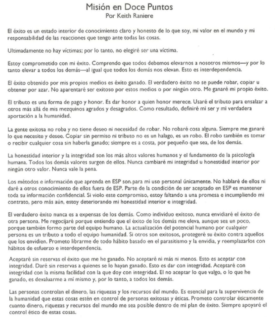 Misión en Doce Puntos